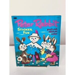 Vintage Whitman Peter Rabbit Sticker Fun Activity Book Blue 1681-59 Collectible